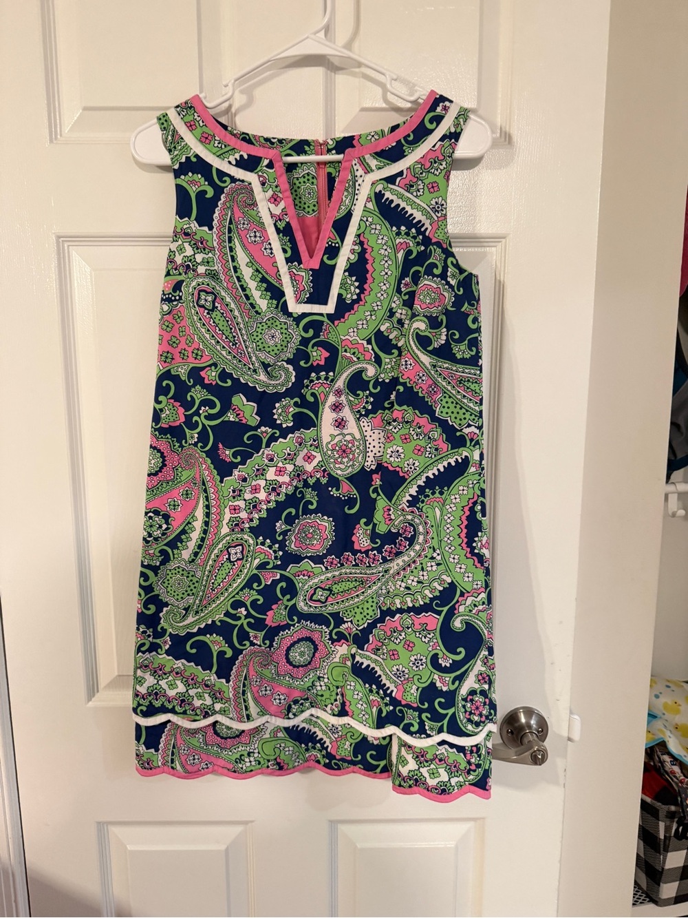 Lilly Pulitzer Navy Midi Dress with Pink & Green Paisley